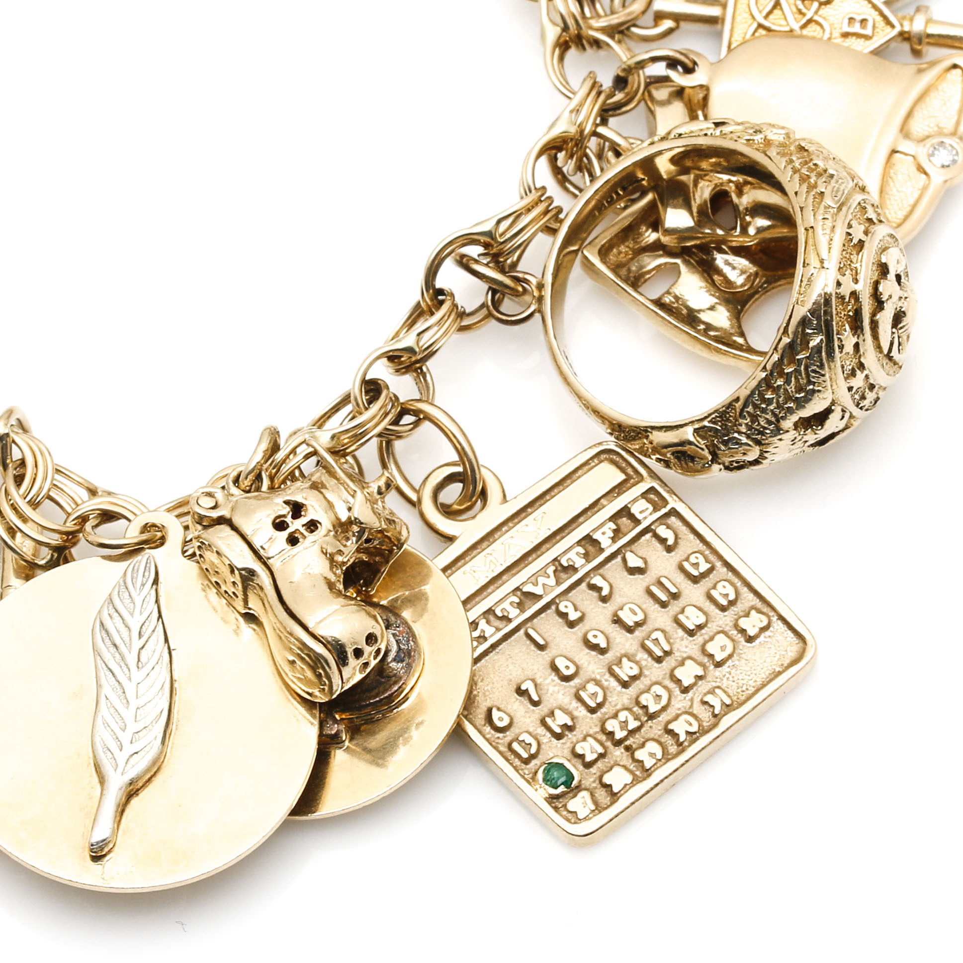 14K Yellow Gold Gemstone Charm Bracelet