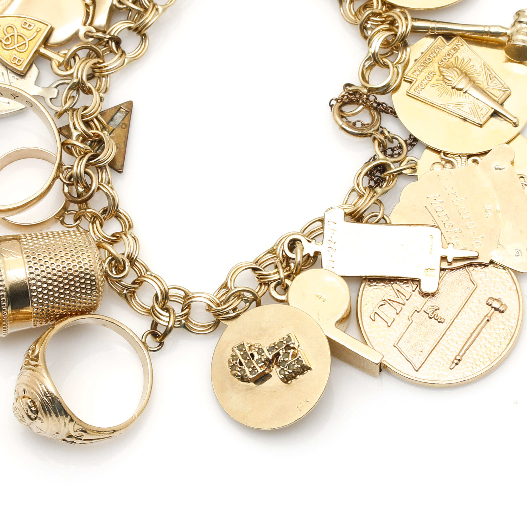 14K Yellow Gold Gemstone Charm Bracelet