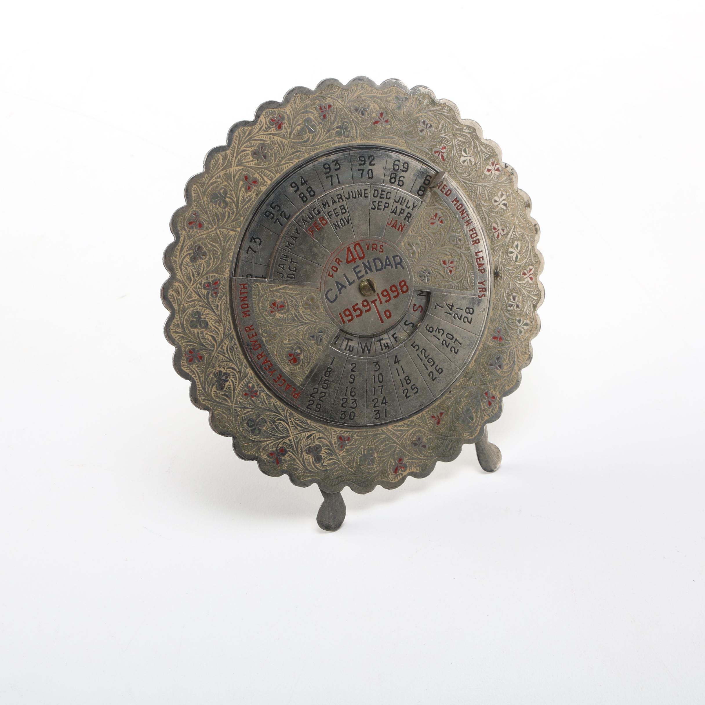 Vintage 1959-1998 40-Year Calendar Stand