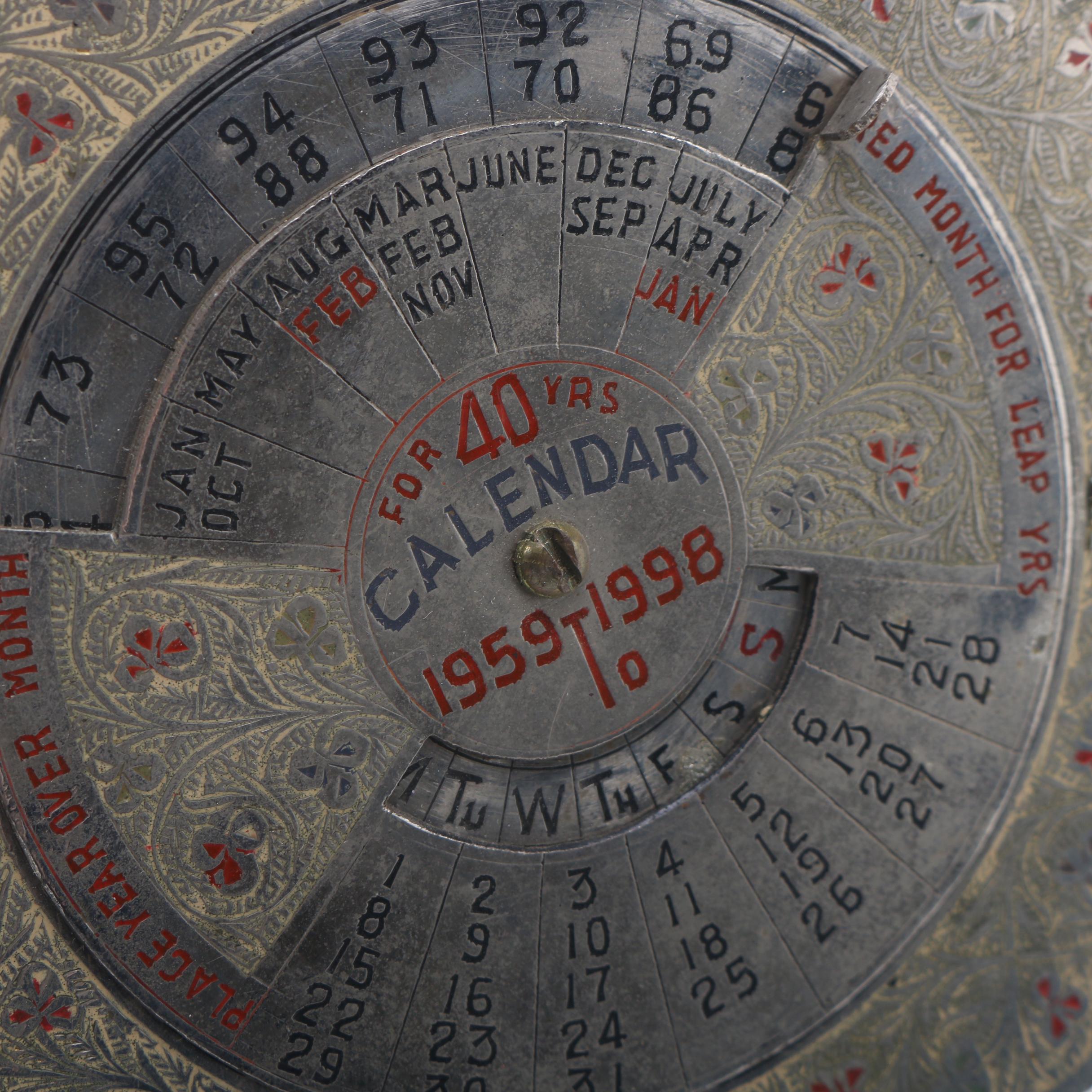 Vintage 1959-1998 40-Year Calendar Stand