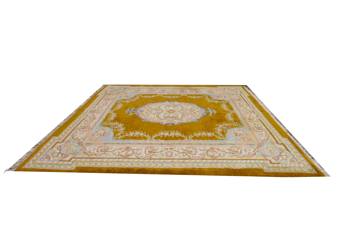 Power Loomed Carved Aubusson-Style Area Rug