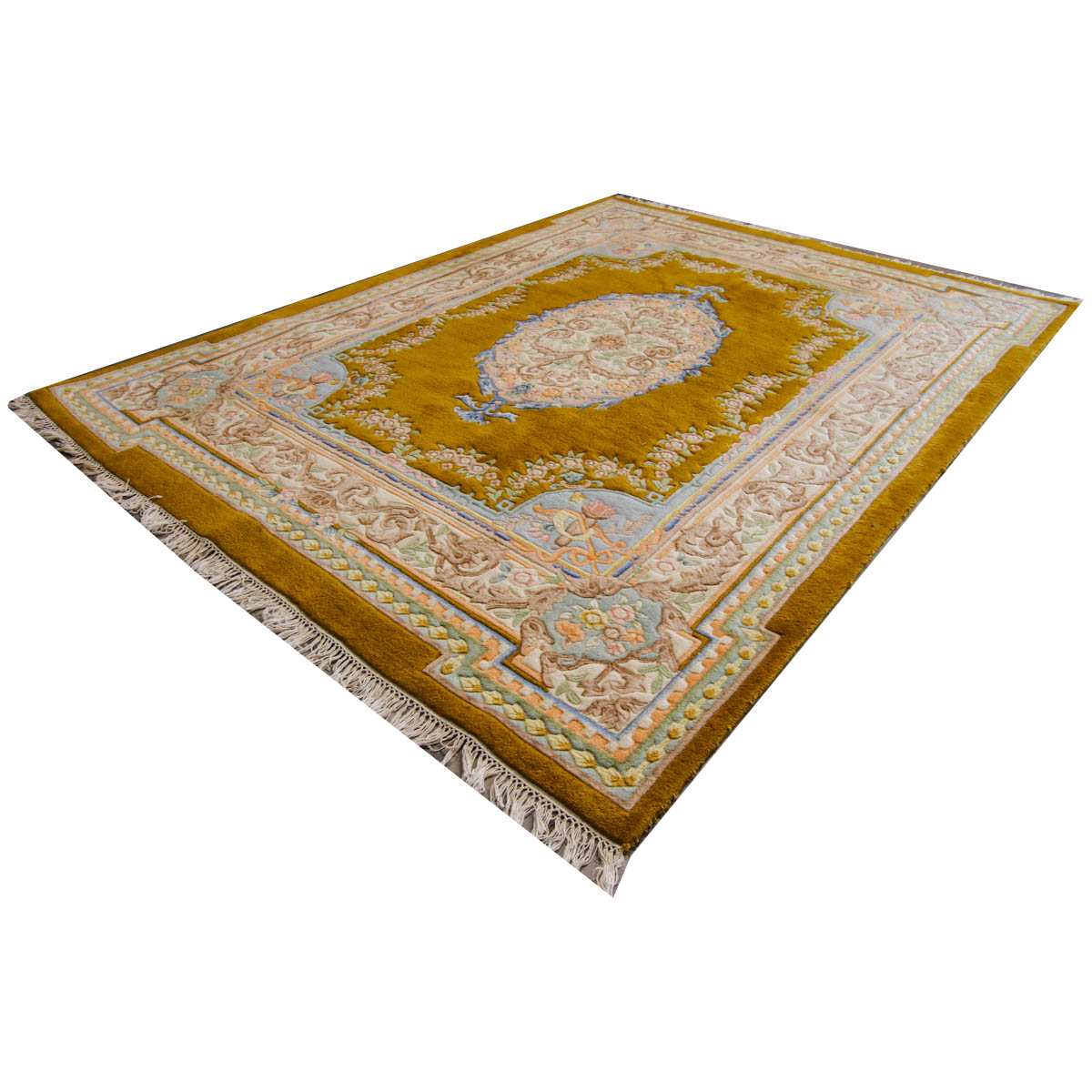 Power Loomed Carved Aubusson-Style Area Rug