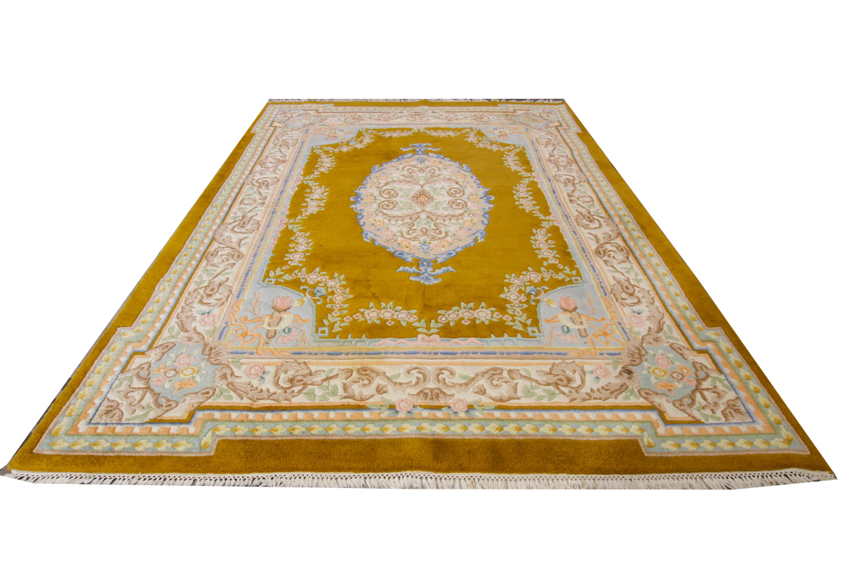 Power Loomed Carved Aubusson-Style Area Rug