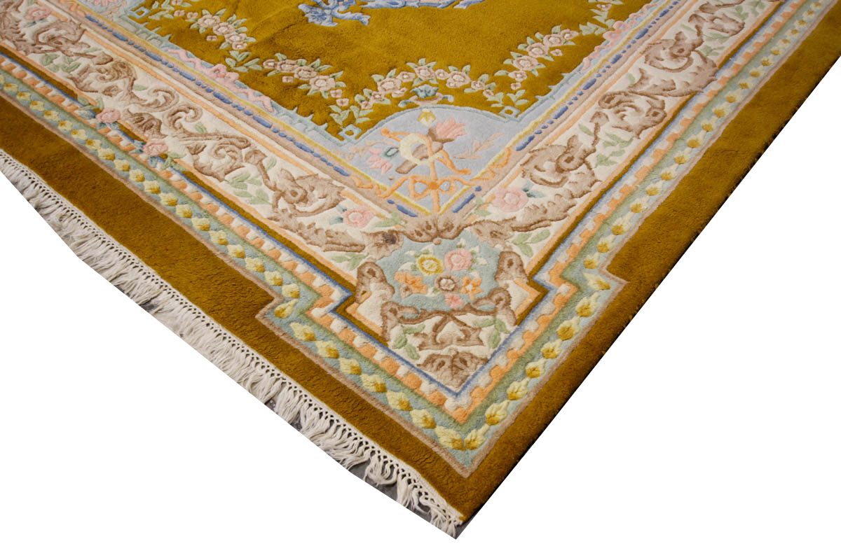 Power Loomed Carved Aubusson-Style Area Rug