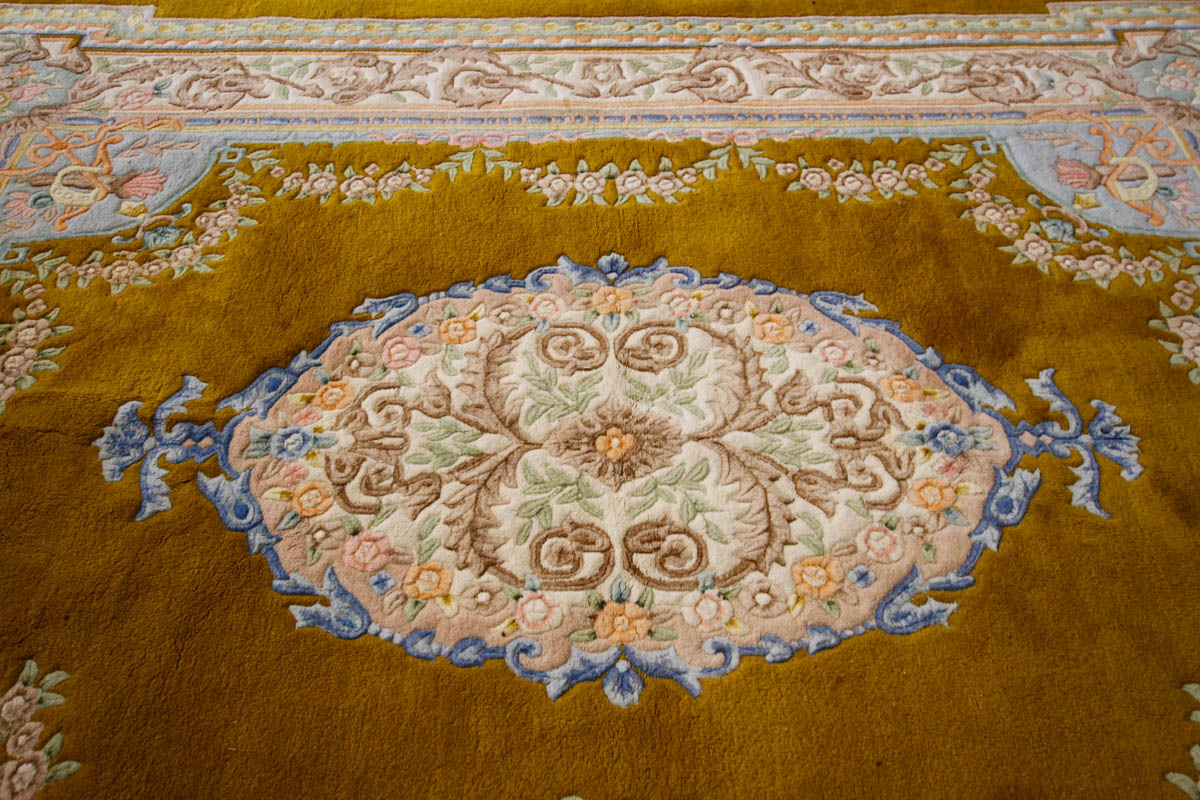 Power Loomed Carved Aubusson-Style Area Rug