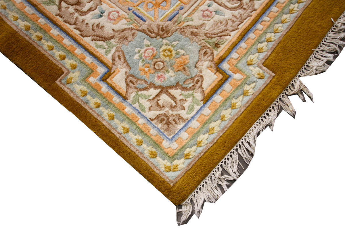 Power Loomed Carved Aubusson-Style Area Rug