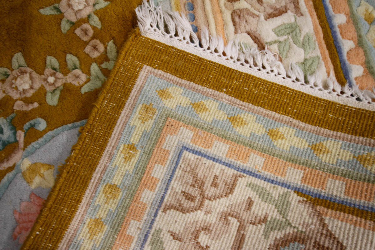 Power Loomed Carved Aubusson-Style Area Rug