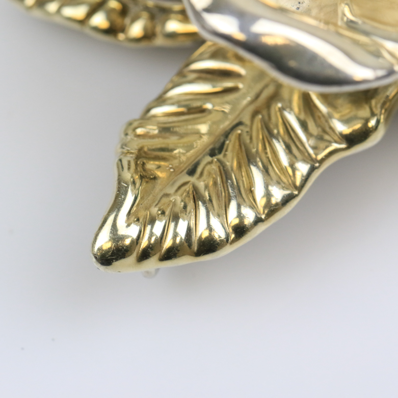 Israeli Sterling Silver Carved Rose Pendant Brooch