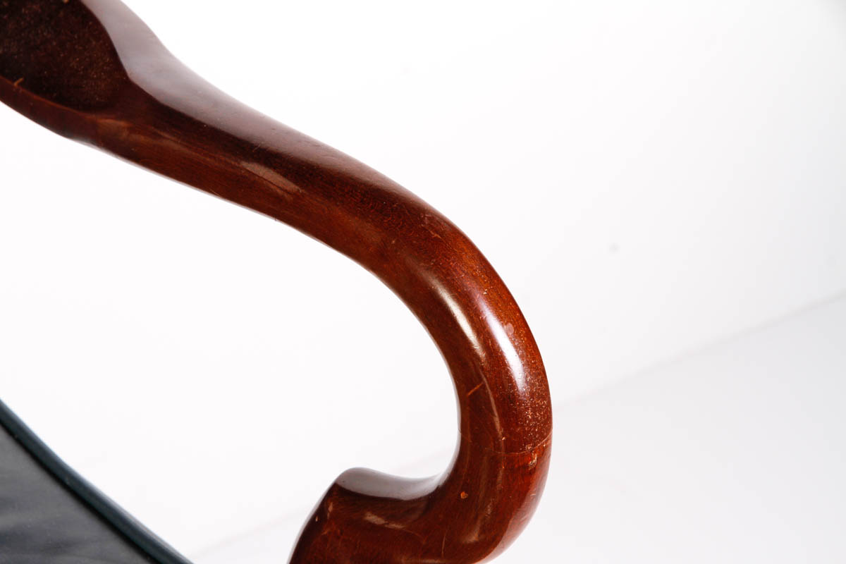 Queen Anne Style Blue Leather Office Chair