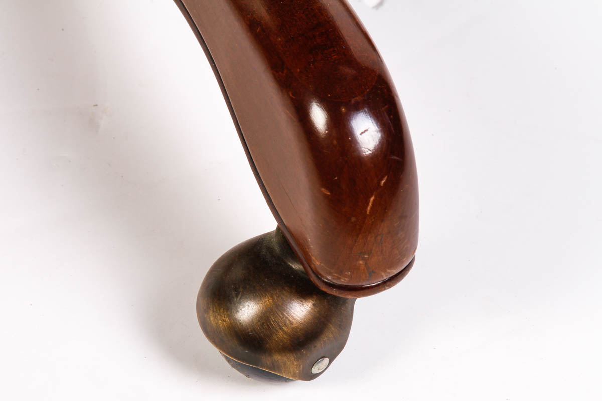 Queen Anne Style Blue Leather Office Chair