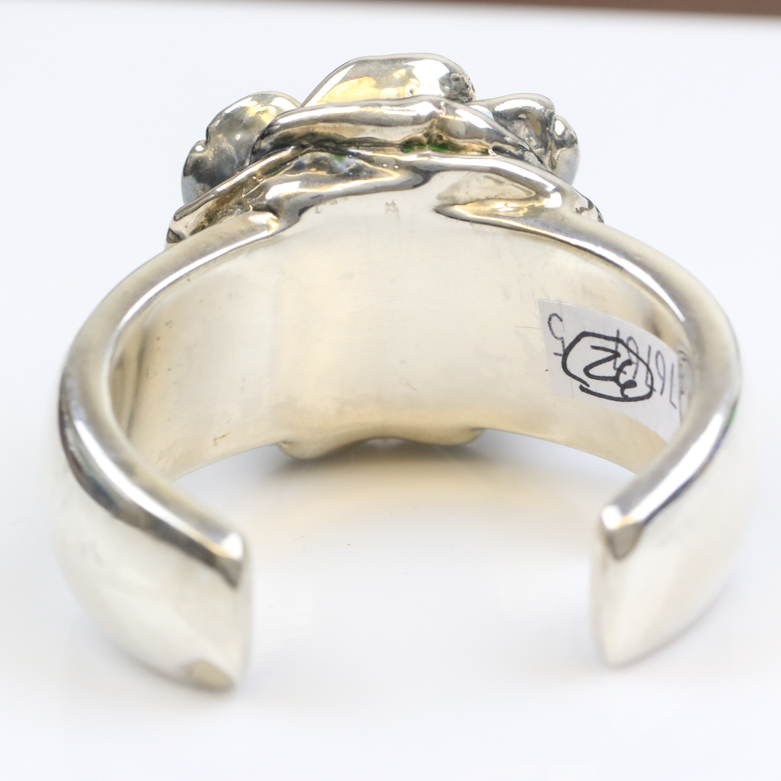 Sterling Silver Carved Rosebud Cuff