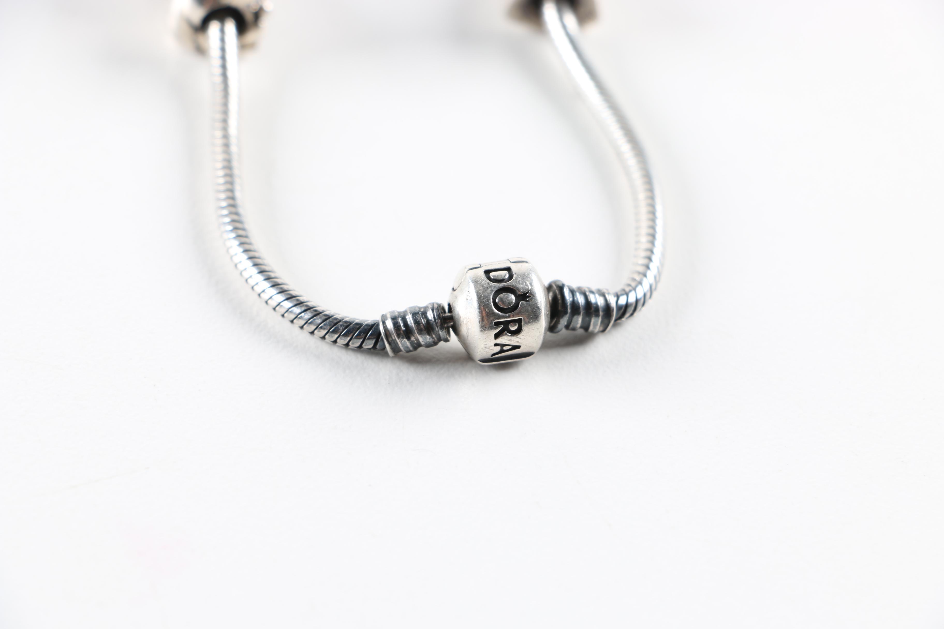 Sterling Silver Pandora Bracelet With Charms
