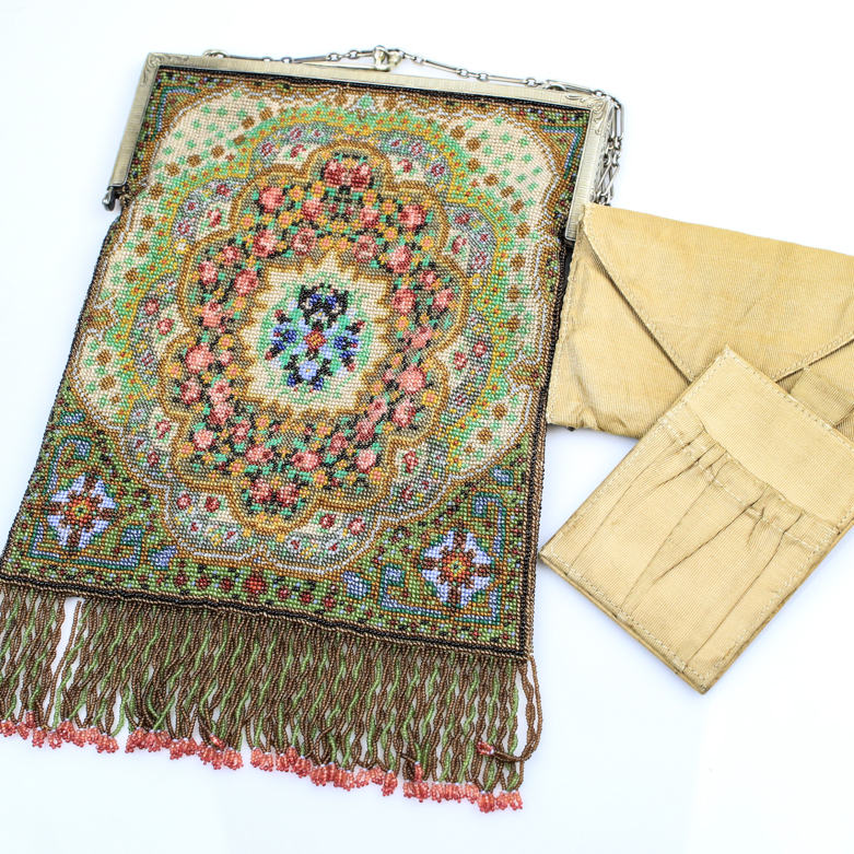 Vintage Sterling Silver Beaded Handbag