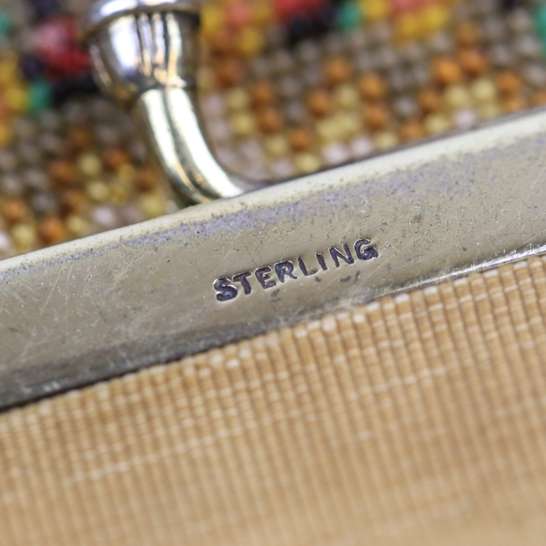 Vintage Sterling Silver Beaded Handbag