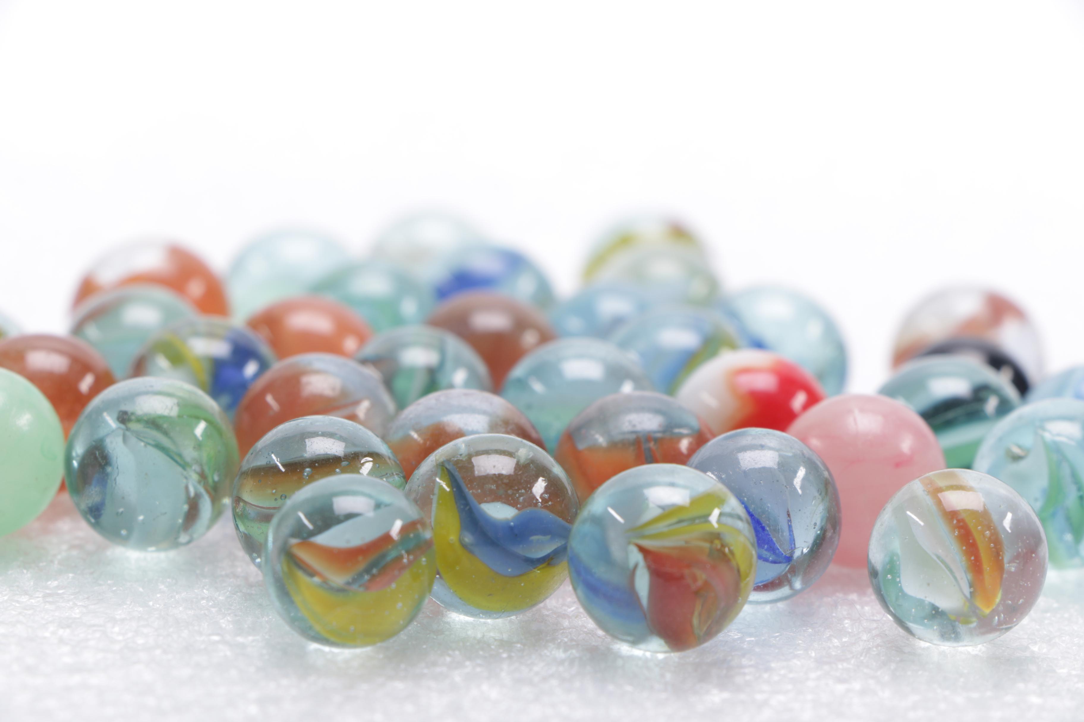 Red and Orange Glass Marbles