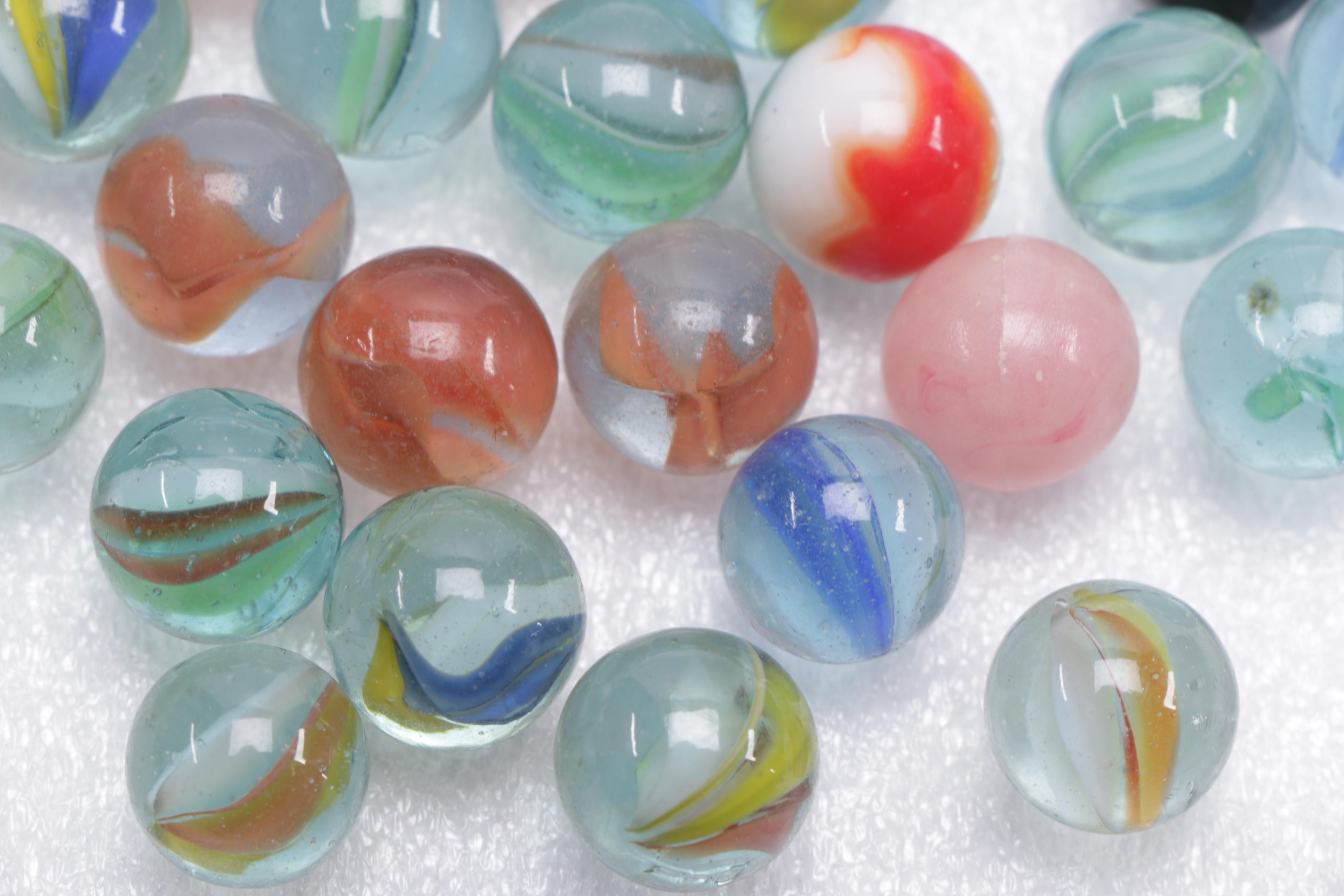 Red and Orange Glass Marbles