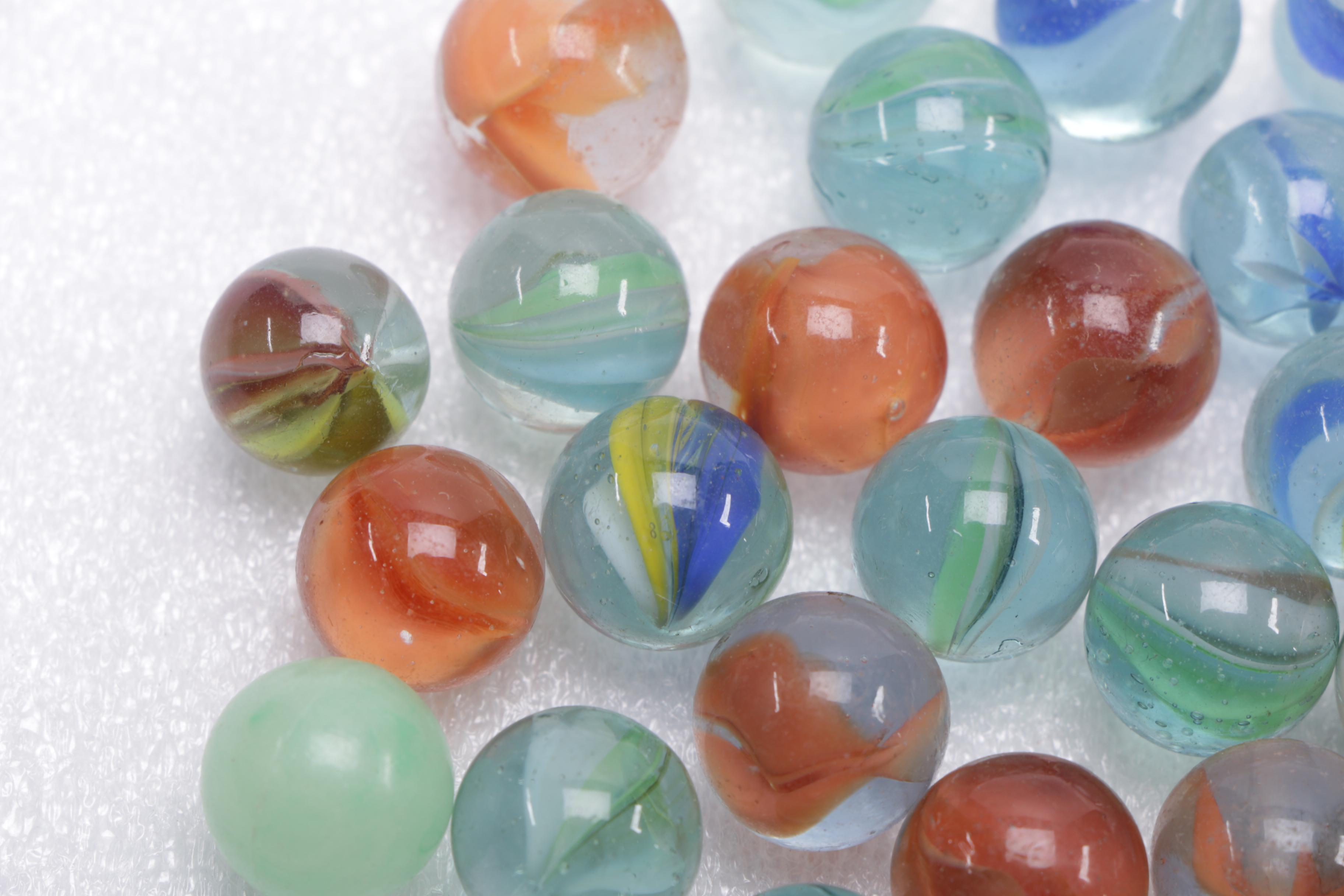 Red and Orange Glass Marbles