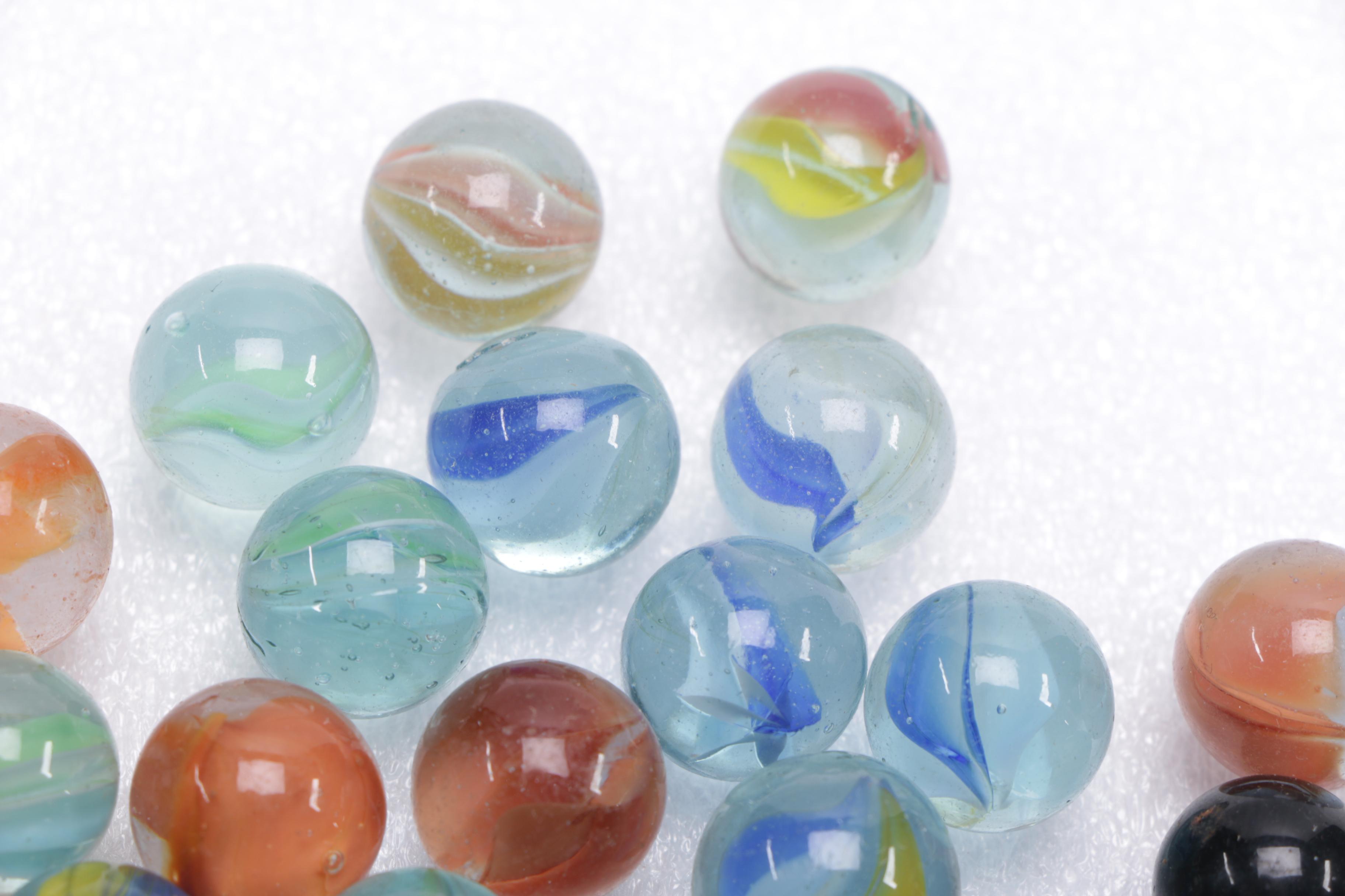 Red and Orange Glass Marbles