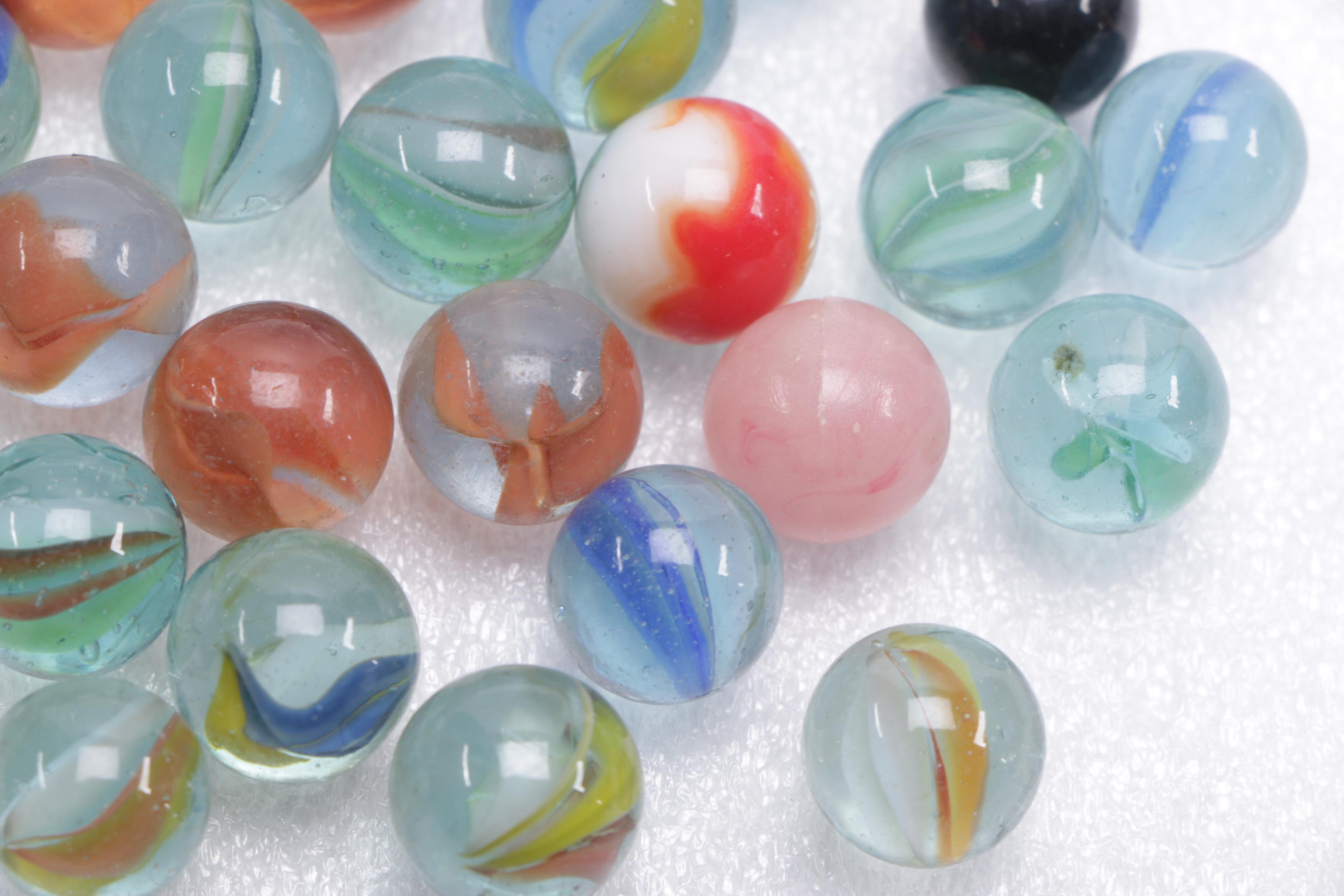 Red and Orange Glass Marbles