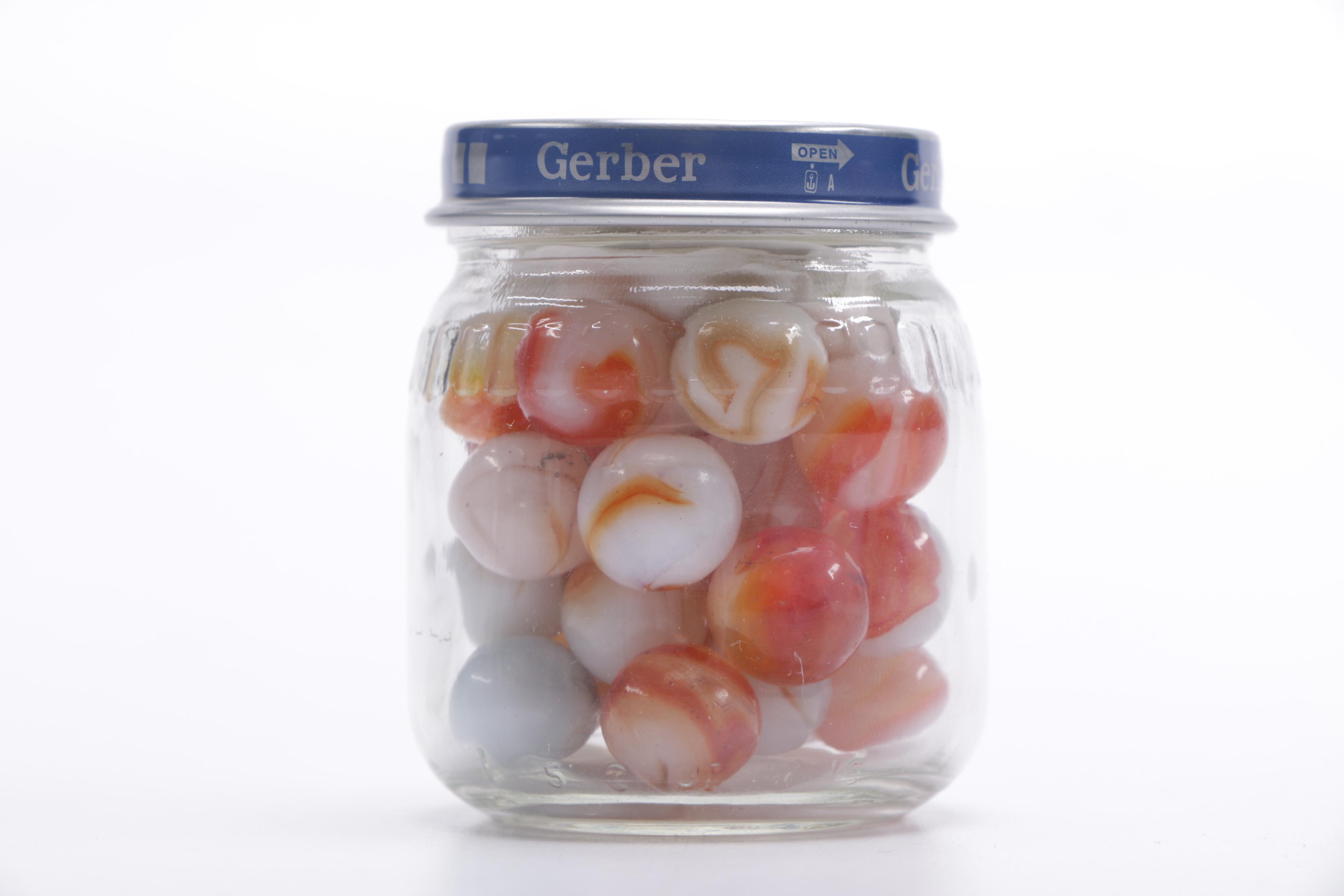 Red and Orange Glass Marbles