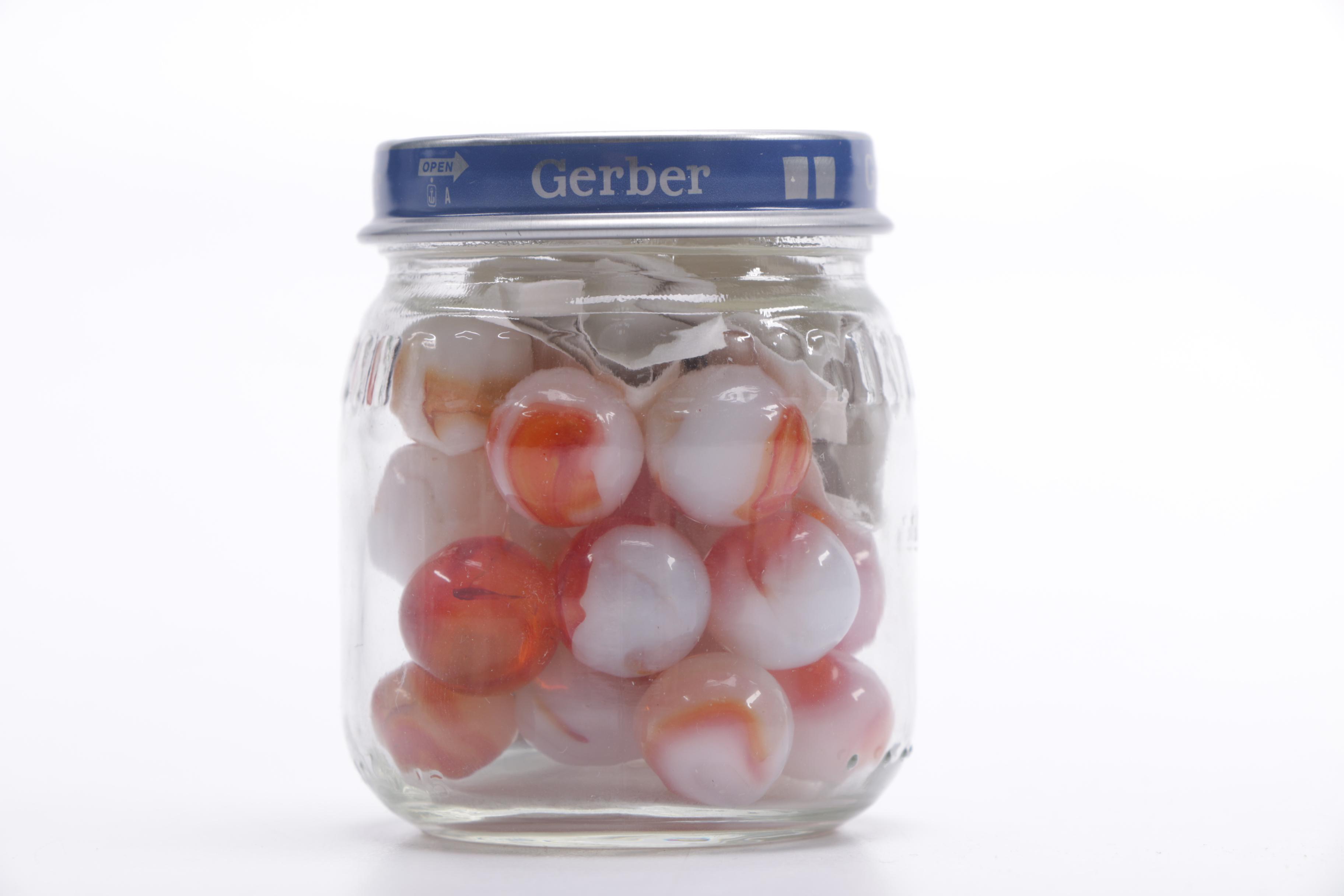 Red and Orange Glass Marbles