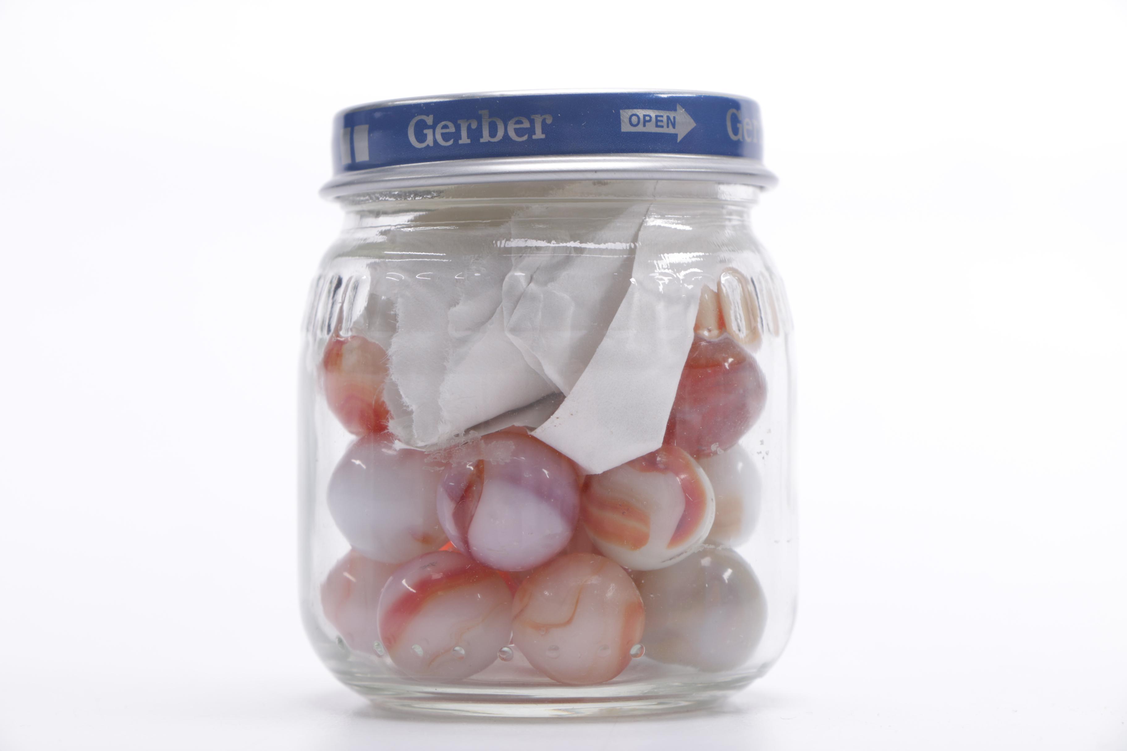 Red and Orange Glass Marbles