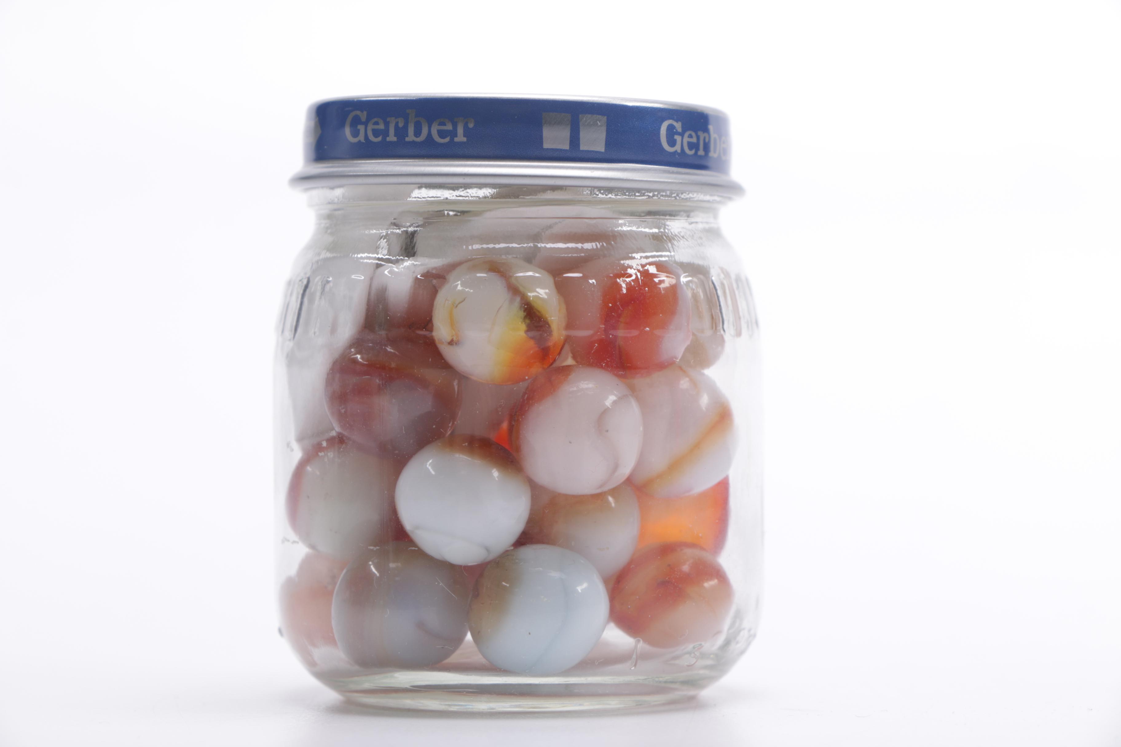 Red and Orange Glass Marbles