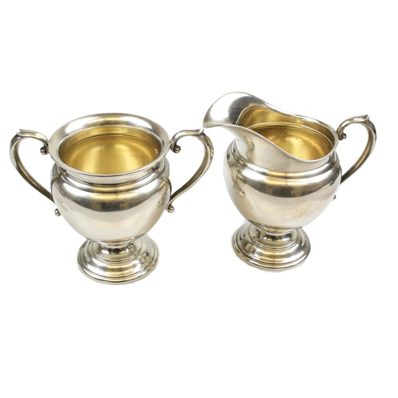 Wallace "Coventry" Sterling Silver Footed Creamer and Sugar Bowl