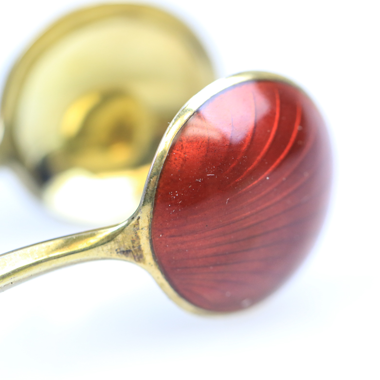 Set of Vintage Vermeil and Enamel Demitasse Spoons and Tongs