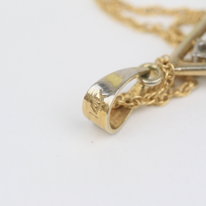 14K Yellow Gold, Nephrite Jade, and Diamond Pendant Necklace