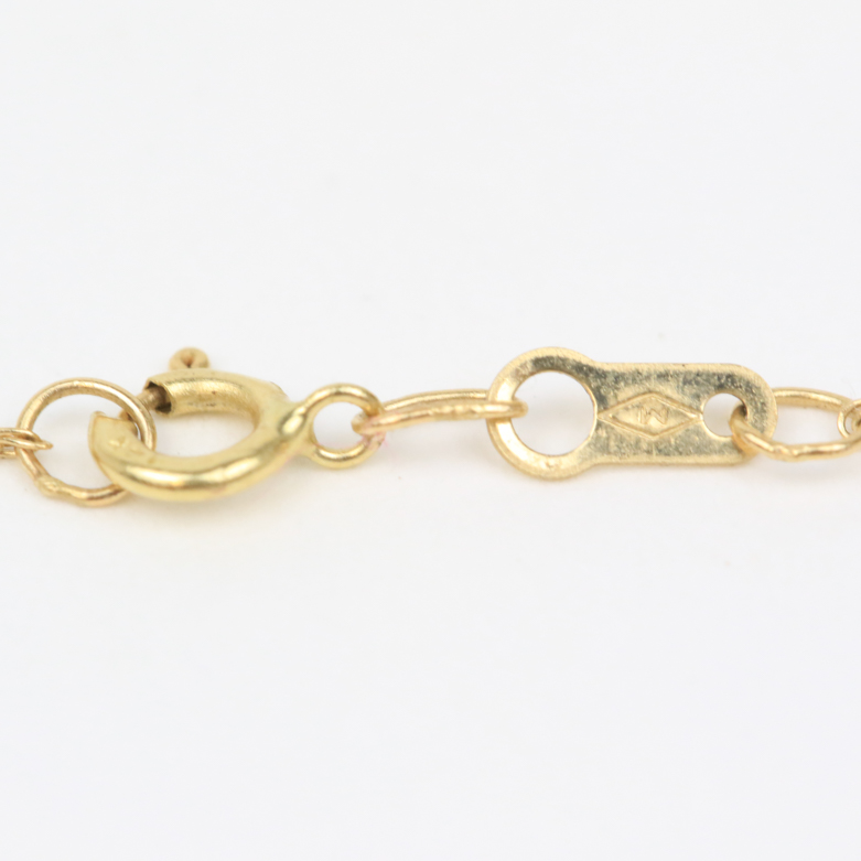 14K Yellow Gold, Nephrite Jade, and Diamond Pendant Necklace