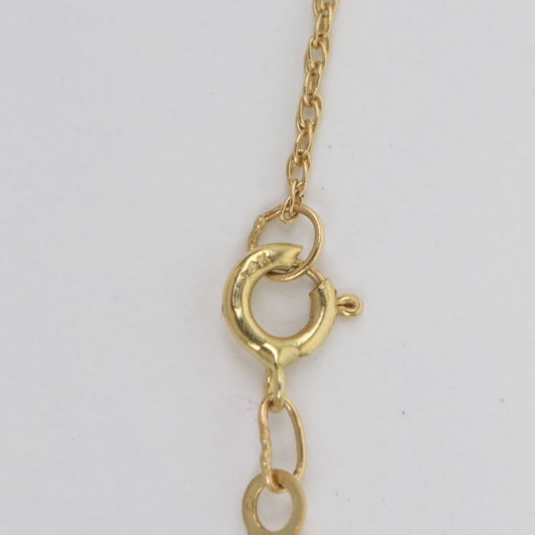14K Yellow Gold, Nephrite Jade, and Diamond Pendant Necklace