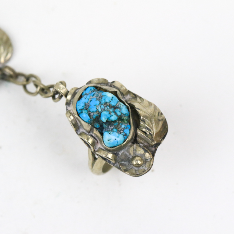 Silver Tone and Dyed Howlite Split Cuff Slave Bracelet Ring