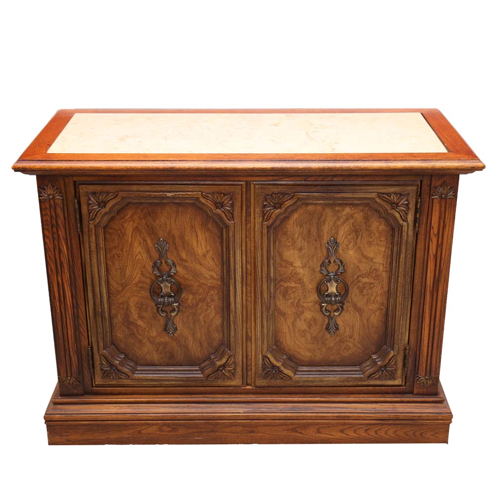 Mid-Century Marble Top Buffet Table