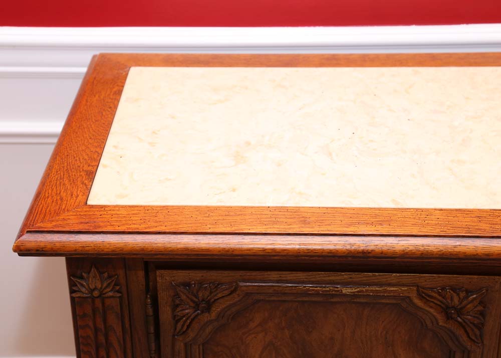 Mid-Century Marble Top Buffet Table
