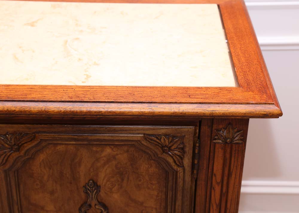 Mid-Century Marble Top Buffet Table