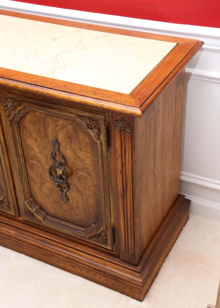 Mid-Century Marble Top Buffet Table