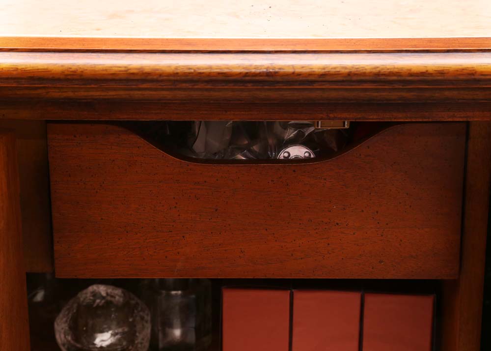 Mid-Century Marble Top Buffet Table