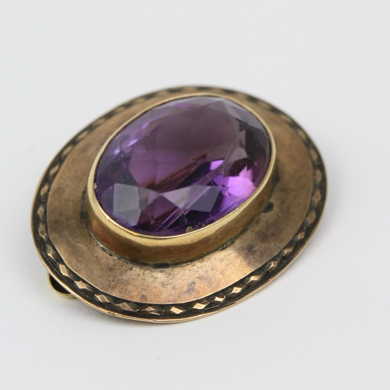Victorian 14K Rose Gold and 9.00 CTS Amethyst Brooch