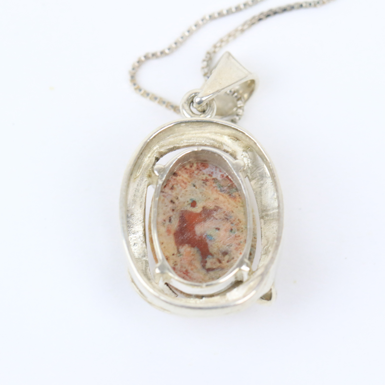 950 Silver and Boulder Opal Pendant Necklace