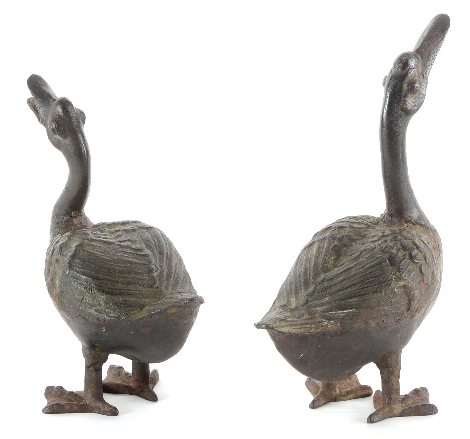 Japanese Cast Iron Duck Sculptures
