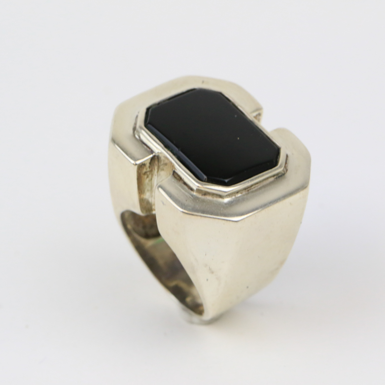 Sterling Silver and Onyx Statement Ring