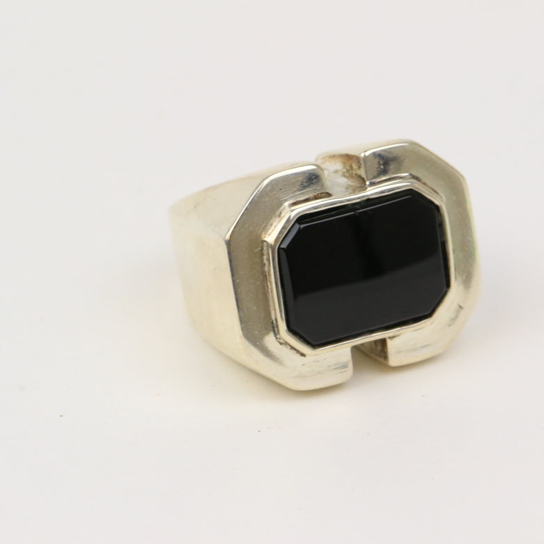 Sterling Silver and Onyx Statement Ring