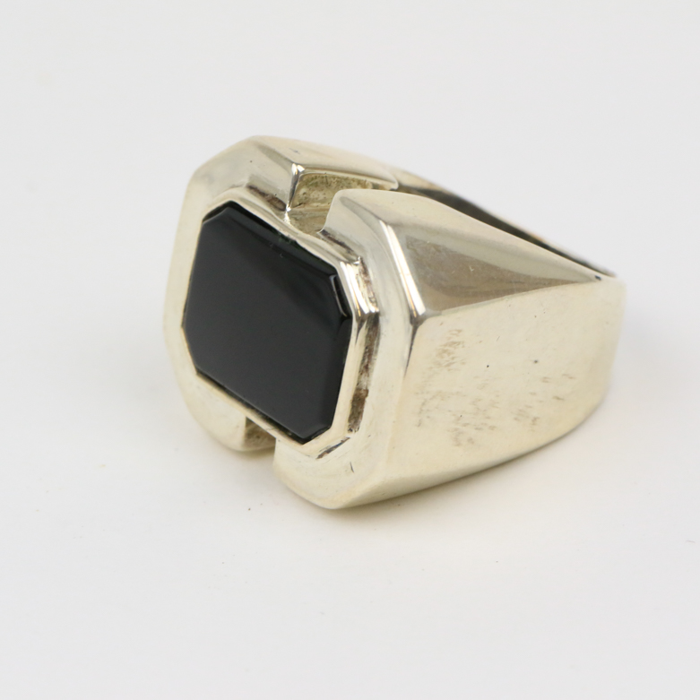 Sterling Silver and Onyx Statement Ring
