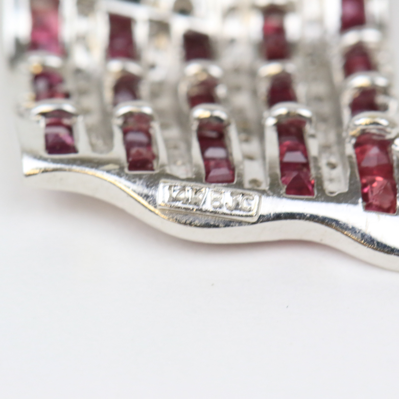 14K White Gold, Sapphire, and 2.10 CTW Ruby American Flag Pin