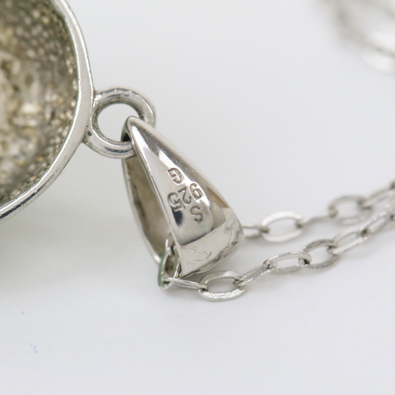 Sterling Silver and Green Chalcedony Pendant Necklace