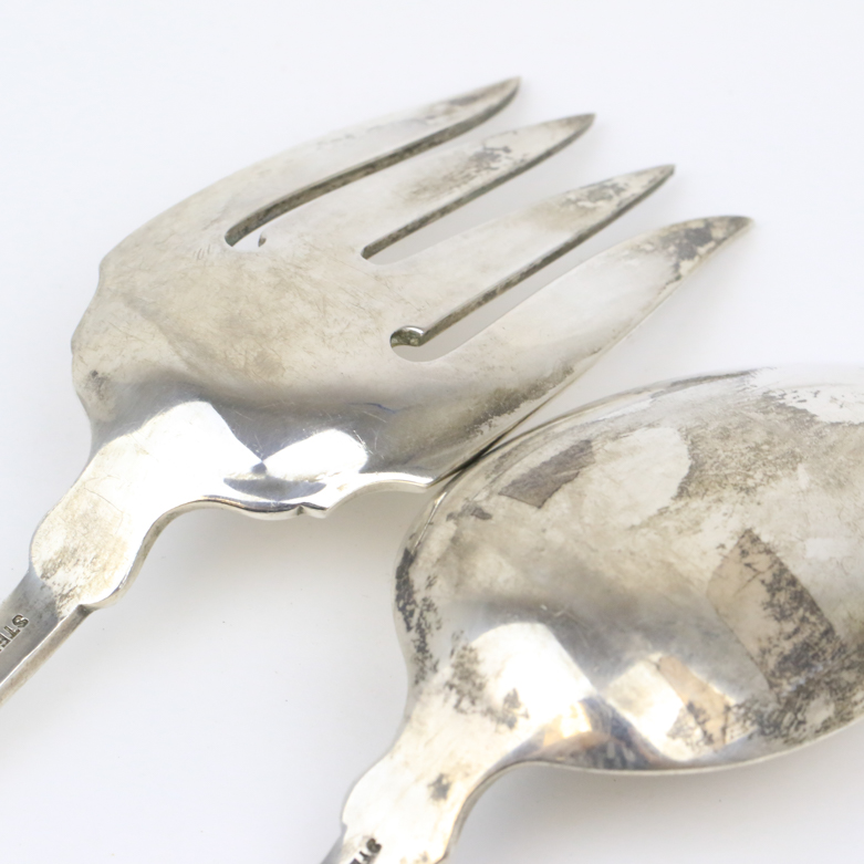 Vintage Georg Jensen Sterling Silver Serving Spoon and Fork