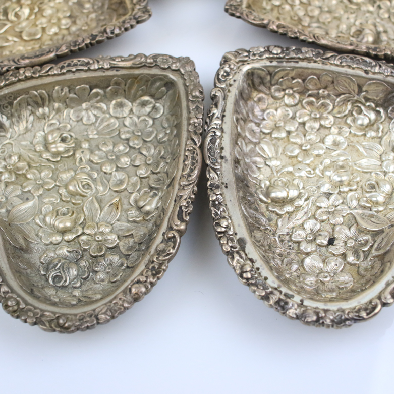 Set of Vintage Stieff Sterling Silver Repoussé Heart Trinket Dishes