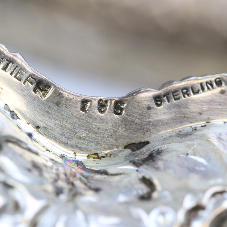 Set of Vintage Stieff Sterling Silver Repoussé Heart Trinket Dishes