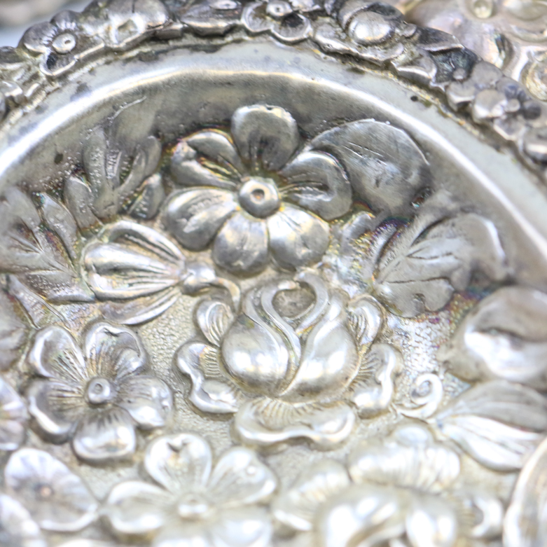 Set of Vintage Stieff Sterling Silver Repoussé Heart Trinket Dishes